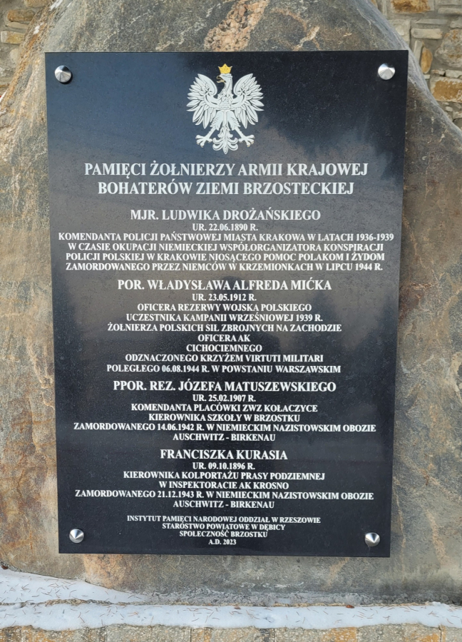 W Brzostku odsłonięto pomnik upamiętniający żołnierzy AK