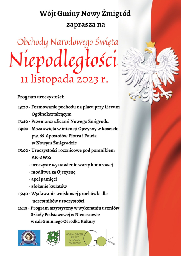 Gmina Nowy Żmigród zachęca do udziału w uroczystościach 11 listopada